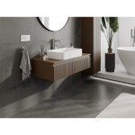 MEXEN/S - Rivel koupelnová skříňka pod umyvadlo 100 cm s deskou, 1 šuplík, reliéf , ořech 91A20-10023-1-BFC86