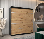 Šatní skříň Abi V1 Barva korpusu: Černá, Rozměry: 120 cm, Dveře: Dub artisan