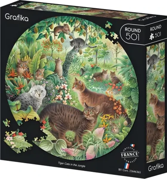 GRAFIKA Kulaté puzzle Tygří kočky v džungli