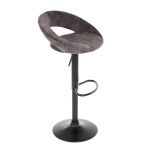 Židle barová, hnědá sametová látka, černá podnož