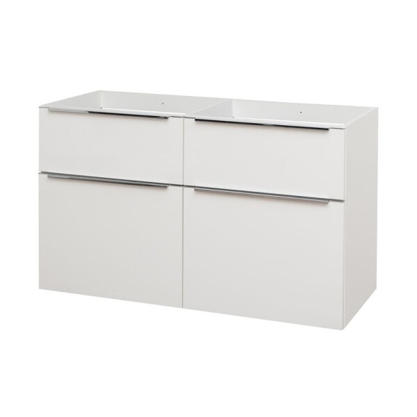 Mereo Mailo, koupelnová skříňka 120 cm, bílá, elox AL madlo CN513SN