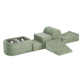 PLUSH NEST PLUSH NEST Mini hřiště s bazénem a 100 míčky Manšestr (zelený)
