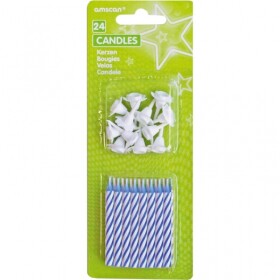 Amscan Dortové svíčky modré 24ks svíček a 12ks držáků Amscan Dortové svíčky modré 24ks svíček a 12ks držáků