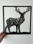 Strom života jelen dekorace na zeď Rozměr (cm): 38 x 36, Dekor: Černá