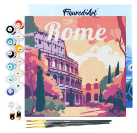 Mini malování podle čísel - Travel poster Rome 20x20cm na rámu