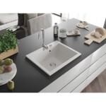 MEXEN - Elix granitový dřez 1-miska 600 x 500 mm, bílá, sifon chrom 6525601005-20
