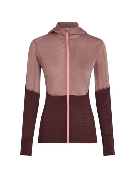 ICEBREAKER Wmns 200 Realfleece Descender LS Zip Hood, Summit/Java/Acid Pink/Cb (vzorek) velikost: S