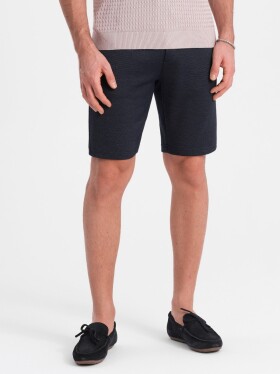 Ombre Men's structured knit shorts with chino pockets navy blue