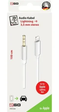 2GO bílá / Audio kabel / 3,5 mm jack - Lightning / 1 m (797218)