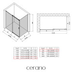 CERANO - Sprchový kout Santoro - levá - 6 mm - černá matná, mléčné sklo - 140x70 - posuvný CER-665671