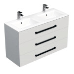 Koupelnová skříňka s černou úchytkou a umyvadlem SAT Cube Way 120x76,5x46 cm bílá lesk CUBE46C1203BIMOD CUBE46C1203BIMOD