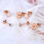 Souprava tří ocelových náušnic Jade - stylové pecky, Zlatá