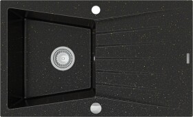 MEXEN Cesar granitový dřez 1-mísa dřez odkapávač 775x470 mm, černá kovové zlato 6514771010-75