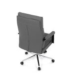 Židle kancelářská, šedá ekokůže, kříž kov chromový, houpací mechanismus, čalouněné područky