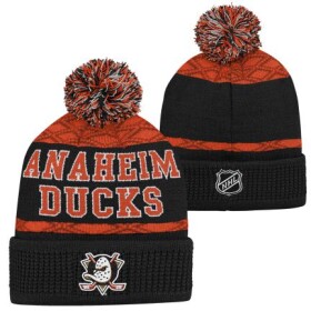 Outerstuff Dětská zimní čepice Anaheim Ducks NHL Puck Pattern Cuffed Pom