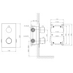 SAPHO - KIMURA podomítková sprchová termostatická baterie, box, 2 výstupy, chrom KU382