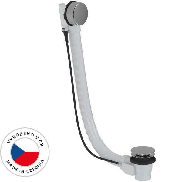 CERANO Vanová souprava ovládaná bovdenem 6/4“ - zátka 72mm - bez sifonu - chrom - 60 cm