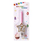 Dortisimo Svíčka růžová s LED zlatým podstavcem ve tvaru hvězdy číslo 7