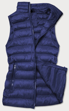 Tmavě modrá krátká dámská prošívaná vesta model 16279835 Tmavě modrá J.STYLE