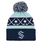 Outerstuff Dětská batolecí zimní čepice Seattle Kraken NHL Face-Off Cuff Pom