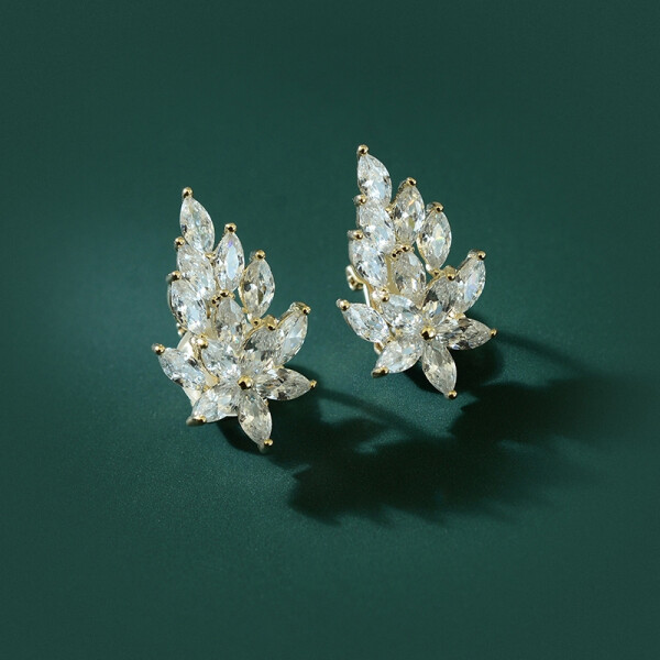 Stříbrné náušnice Swarovski Elements Daira Gold, Bílá/čirá