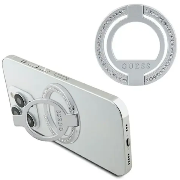 GUESS Rhinestones MagSafe Ringstand stříbrná / Držák / MagSafe (GUMRSALDGS)