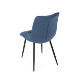 Židle jídelní, modrá látka, černé kovové nohy