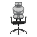 Kancelářská židle, šedá síťovina, černý plast, kolečka na tvrdé podlahy