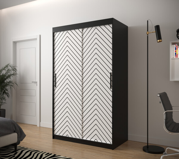 Šatní skříň Abi Jodelka 1 Barva korpusu: Černá, Rozměry: 120 cm, Dveře: Bílá mat