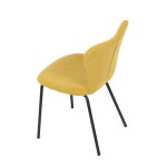 Židle jídelní, žlutá látka, nohy černý kov