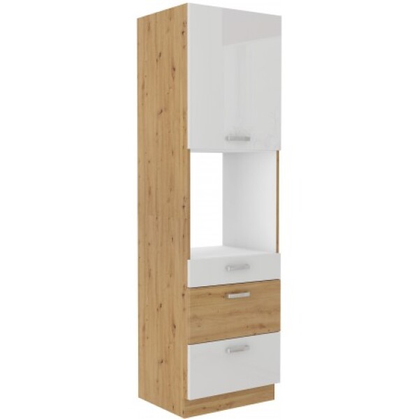 Vysoká skříňka pro vestavnou troubu Artisan 60 DPS-210 3S 1F - Premium Box Barva korpusu: Dub artisan, Barva dvířek: Bílý lesk