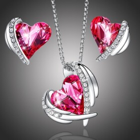 Souprava náhrdelníku a náušnic Swarovski Elements Amorita Bianca, Růžová 45 cm + 5 cm (prodloužení)