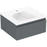 MEXEN/S - Rivel koupelnová skříňka 50 cm s umyvadlem Vela, 1 šuplík, reliéf , grafit mat/bílá mat 91A20-05023-1-BF66-W23M01