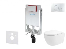 Kielle - Genesis Set předstěnové instalace, klozetu Oudee Vortex, sedátka softclose a tlačítka Gemini II, lesklý chrom 30505SZ83