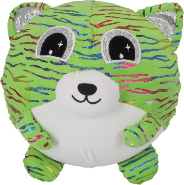 Plyšová skákací kulatá kočička s třpytivýma očima 23 cm