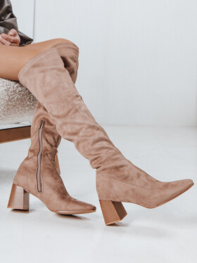 Dámské semišové béžové kozačky FashionStreet ZY1244 40