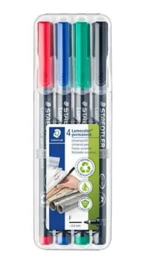 Staedtler Lumocolor permanent F / Popisovač / sada 4 ks / 4 barvy / 0,6 mm / voděodolný (318 WP4)