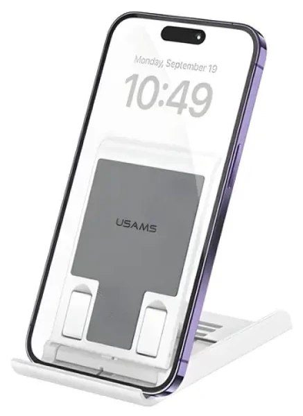 USAMS ZJ073 bílá / Skládací stojánek / pro telefon a tablet / nastavitelný náklon (ZJ073ZJ02)