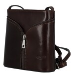 Luxusní dámská kožená crossbody kabelka Katija, tmavě hnědá