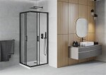MEXEN/S - Rio sprchový kout čtverec 90x90, transparent, černá + bílá vanička se sifonem 860-090-090-70-00-4010B