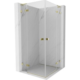 MEXEN/S - Lunar L Duo sprchový kout dveře křídlové 75 x 75, transparent, zlato 834L-075L-075P-50-00