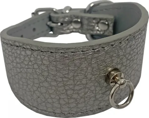 HUHUBAMBOO Obojek Metal titanový S / Obojek pro psy / Pro chrty / 40 mm x 25-30 cm / Hovězí kůže (355427)