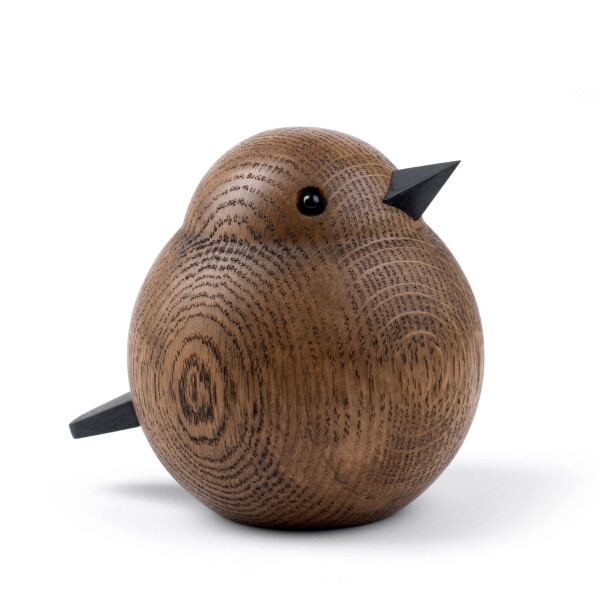 Novoform Dřevěný ptáček Papa Sparrow Smoke Stained Oak, hnědá barva, přírodní barva, dřevo