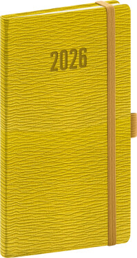 Týdenní diář 2026 NOTIQUE kapesní - Rivoli žlutozelený, 9 x 15,5 cm