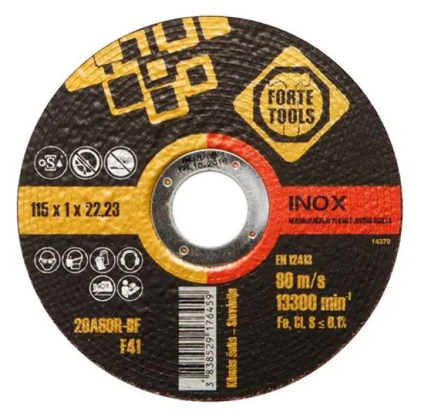 FORTE TOOLS Řezný kotouč na kov 115x1,0x22,23 mm / Řezný kotouč / průměr 115 mm / tloušťka 1 mm (374371)