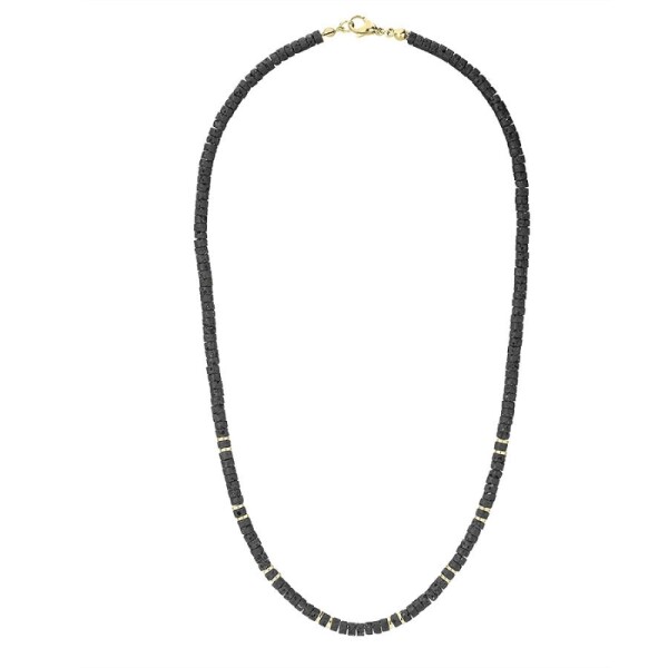 Pánský náhrdelník Martino Gold - 5 mm lávový kámen, hematit, Zlatá 47 cm