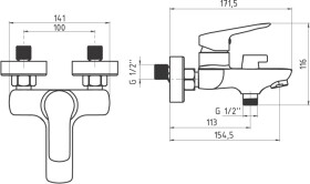 NOVASERVIS - Vanová baterie bez příslušenství 100 mm Metalia 54, chrom 54025/1,0