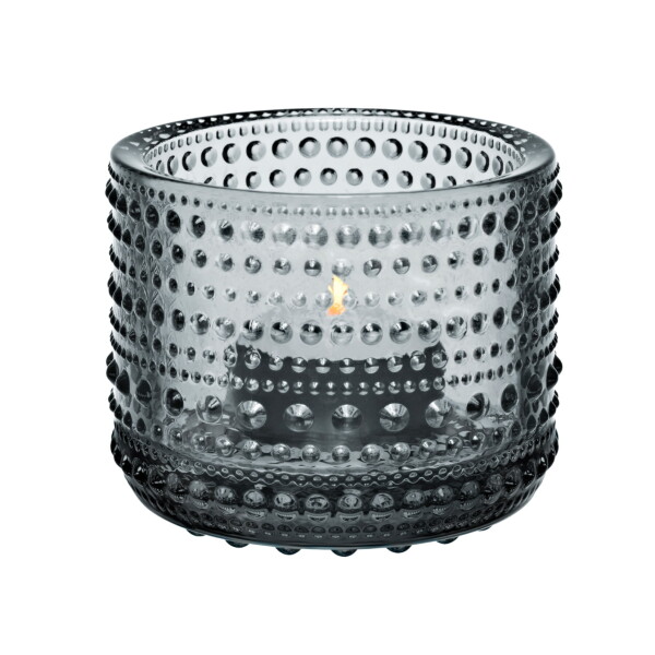 Iittala Skleněný svícen Kastehelmi 6,4 cm – Grey, šedá barva, sklo