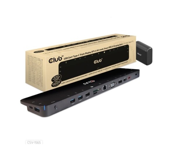 Club3D Dokovací stanice USB-C 14v1, 1xDP, 1xHDMI, 1xVGA, 2xUSB-C, 5xUSB, 1xRJ45, 1x3.5mm, šedá EDF_795237