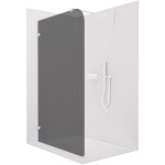 CERANO Sprchová zástěna Walk-in Orbis Round L/P - 8 mm - kulatá vzpěra - bílá matná, grafitové sklo - 110x200 cm